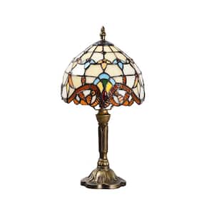 Decorative 14.6 in. Multicolored Tiffany-Style Table Lamp Traditional Bedside Lamp