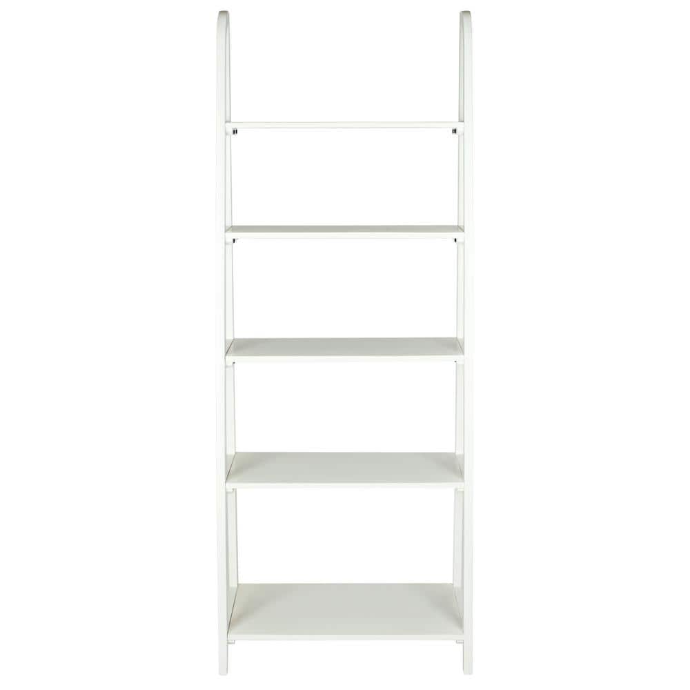 Transitional White Solid Wood 5-Tier Ladder Etagere