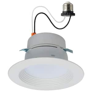 4 in. Adjustable Watt CCT Stepped Baffle Remodel Non-IC Rated Dimmable Indoor Round Integrated LED Recessed Light Trim