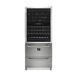 Capraia 30 in. Triple Zone 144/200 Bottles-Cans Freestanding Wine Cooler with Compressor in Stainless Steel