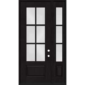 Regency 53 in. x 96 in. 3/4-6 Lite Clear Glass LH Onyx Stain Mahogany Fiberglass Prehung Front Door w/14in.SL