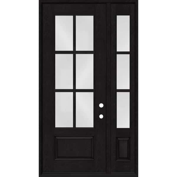 Regency 53 in. x 96 in. 3/4-6 Lite Clear Glass LH Onyx Stain Mahogany Fiberglass Prehung Front Door w/14in.SL