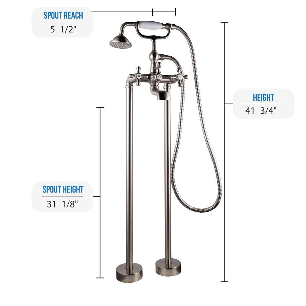 Nickel Freestanding Tub Filler Faucet with Hand Shower