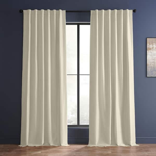 Exclusive Fabrics & Furnishings Off White Textured Rod Pocket Blackout Curtain - 50 in. W x 108 in. L (1 Panel)
