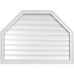 38 in. x 28 in. Octagonal Top Surface Mount PVC Gable Vent: Functional with Brickmould Frame