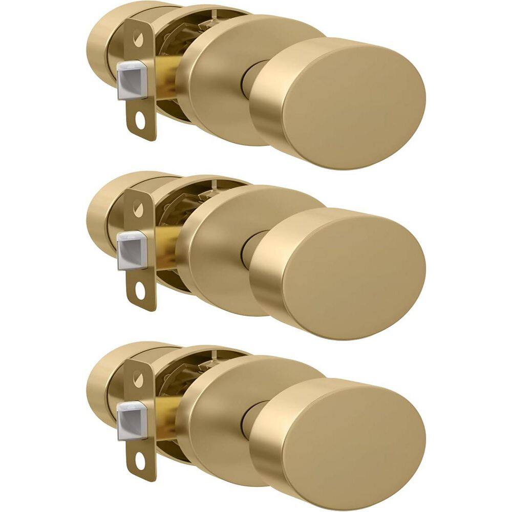 Buena Metal Passage Satin Brass-Hall/Closet Door Knob with Reversible Heavy Duty Features, 3 Pack price history on PriceWatchPro