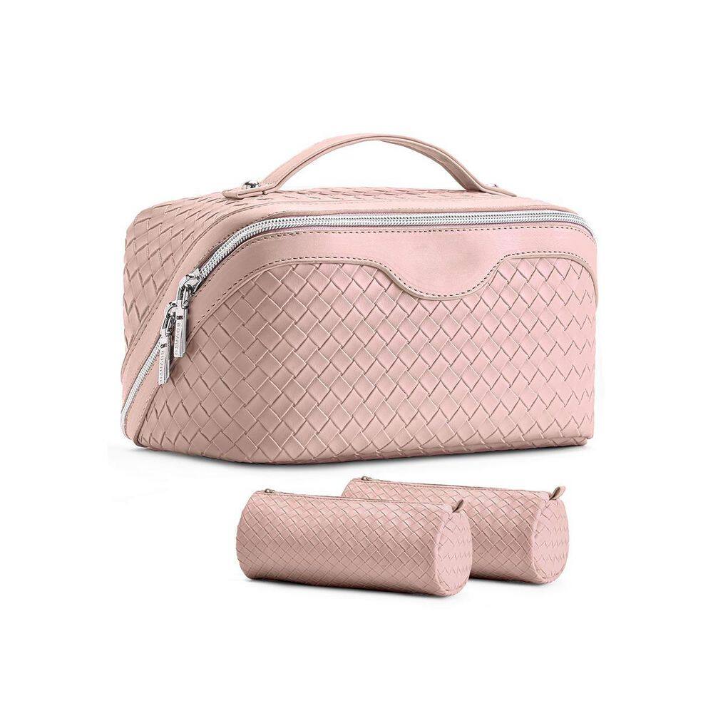 Light Pink Large Makeup Toiletry Bag Set with Compartments-Waterproof Vegan Leather Travel Cosmetic Organizer price history on PriceWatchPro