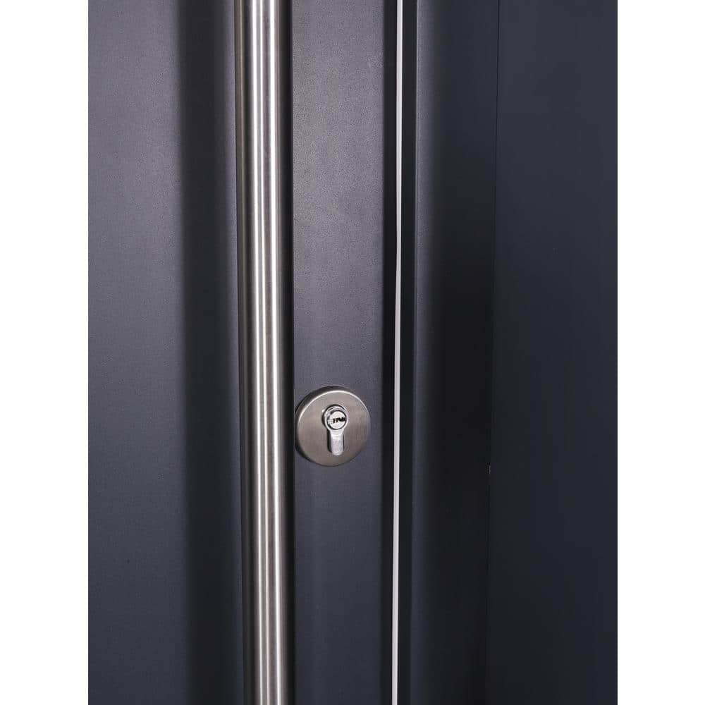 Argos Anthracite Zinc-Galvanized Steel Screen Door with Frosted Glass