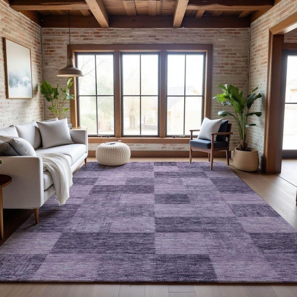 Mayfield Premium Machine Washable Abstract AMF1139 Purple 8 ft. x 10 ft. Area Rug