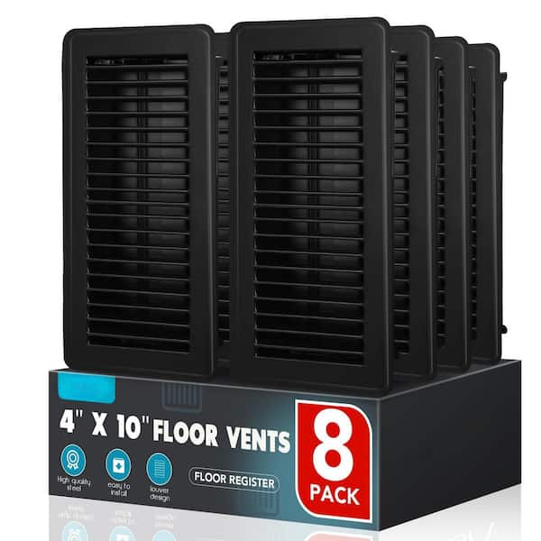 Black 11.5 in. x 5.5 in. Heavy Duty Steel Walkable Floor Vents, Vent Covers for Home Floor, Easy to Install (8-Pack)