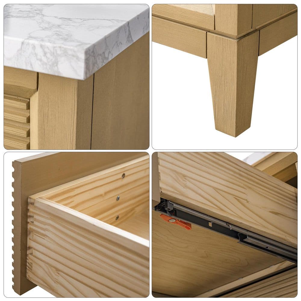 Natural Oak Single Bathroom Vanity with Golden Brushed Hardware
