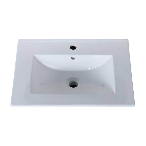 Maincraft 32 in. W x 18 in. D Ceramic Vanity Top in White with White Rectangular Single Sink