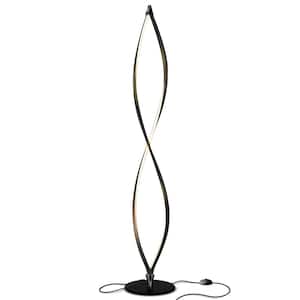 Twist 43 in. Classic Black Industrial 2-Light LED Energy Efficient Floor Lamp with Built-In 3-Way Dimmer Function