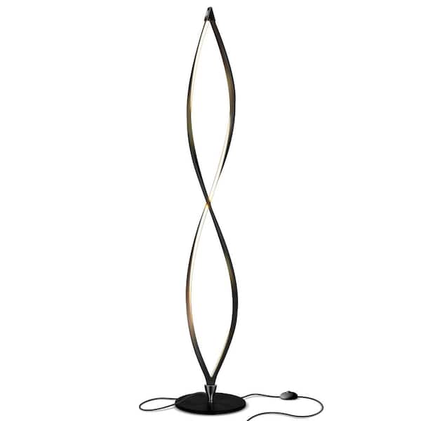 Brightech Twist 43 in. Classic Black Industrial 2-Light LED Energy Efficient Floor Lamp with Built-In 3-Way Dimmer Function