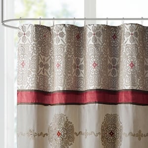 Blaine Red 72 in. Embroidered Shower Curtain