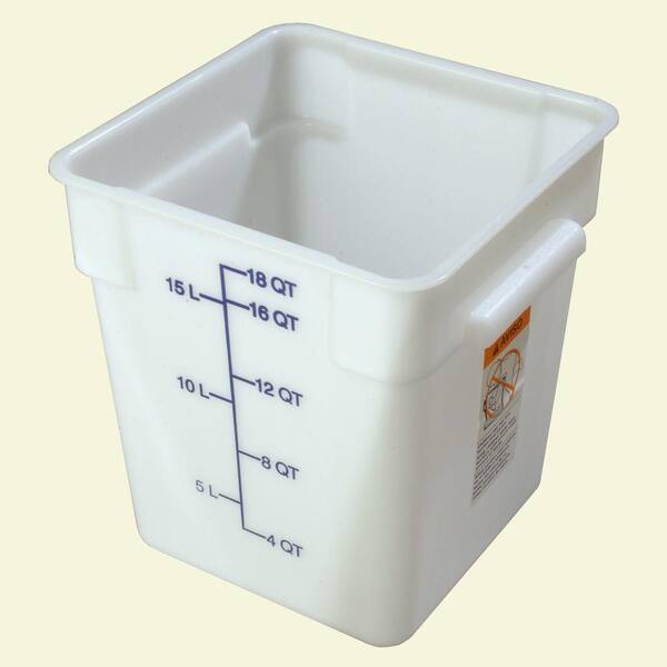 Carlisle 18 qt. Polyethylene Square Food Storage Container in White (Case of 6)