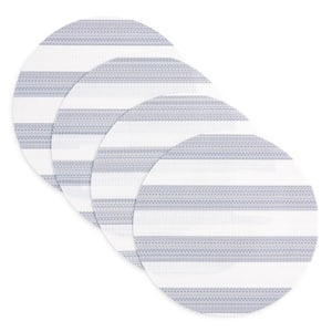 Basic Cabana Stripe 15 in. Navy Blue and White Polyester Indoor/Outdoor Placemat (Set of 4)"