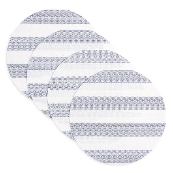 TOWN & COUNTRY LIVING Basic Cabana Stripe 15 in. Navy Blue and White Polyester Indoor/Outdoor Placemat (Set of 4)"