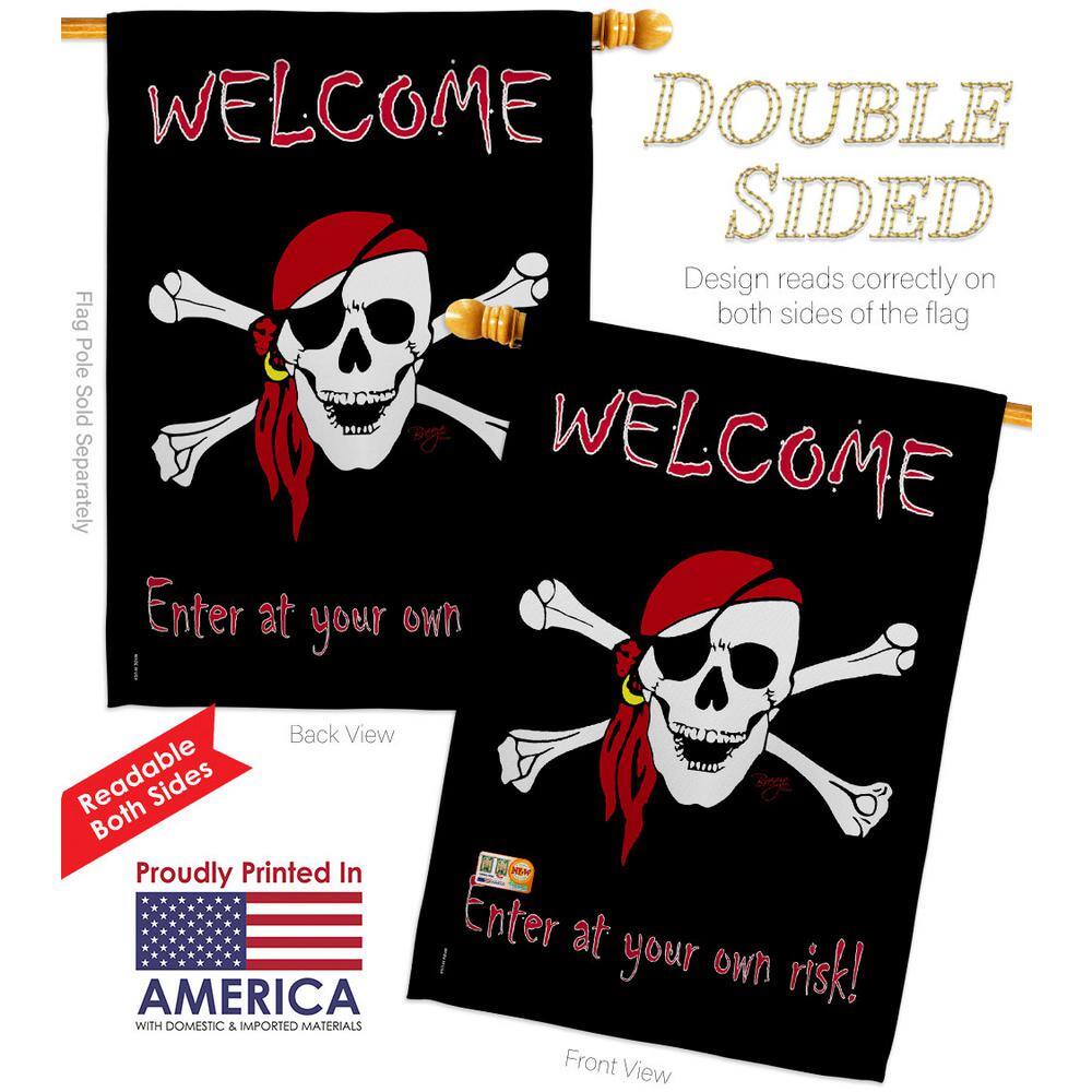 Pirate Enter at Your Own Risk Multicolor House Flag