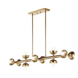 Palta 10-Light Champagne Bronze Soft Modern Island Linear Chandelier for Dining Room