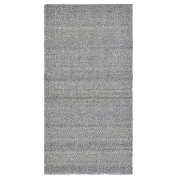 8 ft. x 10 ft. Gray Hand Woven Wool and Viscose Modern Reversible Flat Weave Durry Area Rug