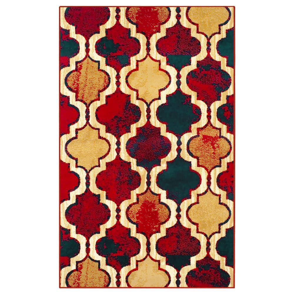 Viking Red Blue 4 ft. x 6 ft. Contemporary Trellis Non-Slip Area Rug price history on PriceWatchPro