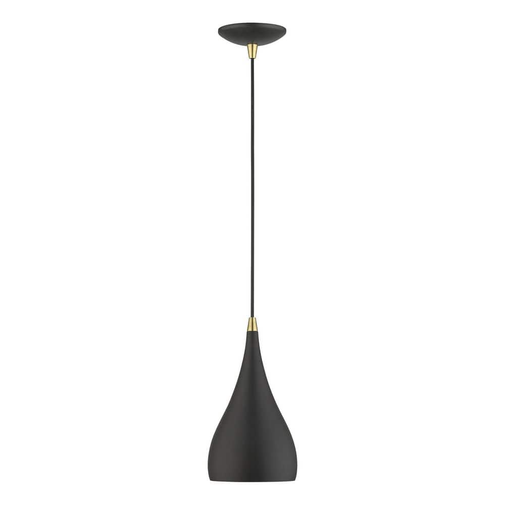 Textured Black and Antique Brass Mini Pendant Light