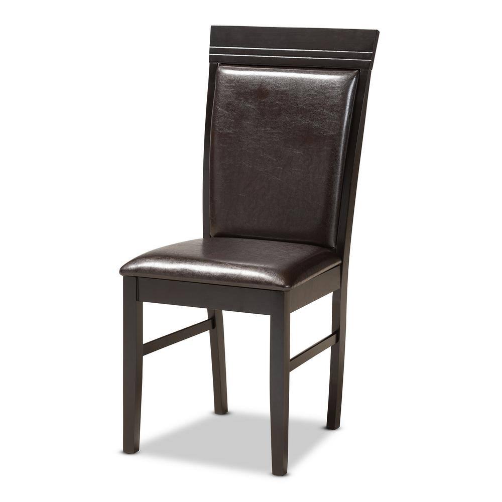 Ancel 5-Piece Dark Brown Faux Leather & Wood Modern Dining Set