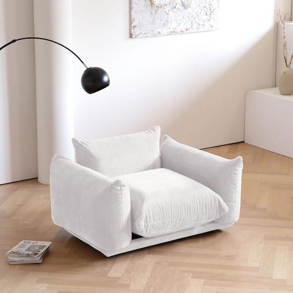 Magic Home Lawson Accent Chair, 50 in. Flared Arm 1-Piece Plush Chenille Comfy Modular Sectional Sofa with Thick Cushion in Beige