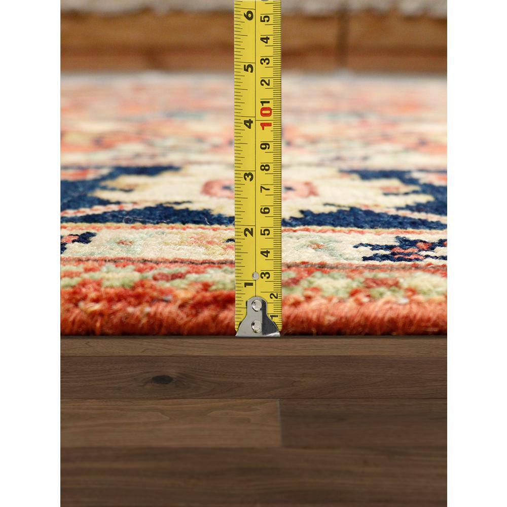 Elegant Mahal Hand-Knotted Wool Area Rug in Rust Red, 6' x 8'9"