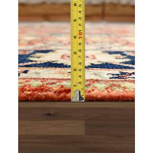 Mahal Rust/Navy 6 ft. x 9 ft. Floral Lamb's Wool Area Rug