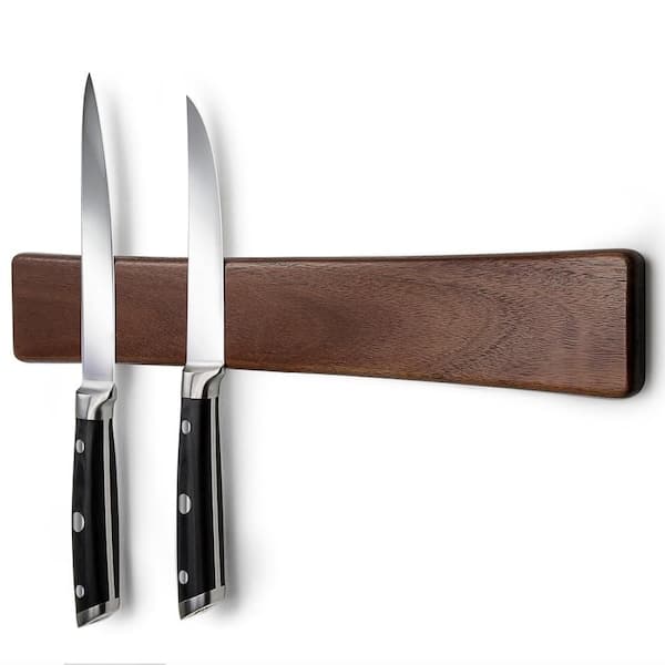 16 in. Acacia Wood Magnetic Knife Holder for Wall, Knife Magnetic Strip for Kitchen Utensil Organizer, Up to 7 Knives
