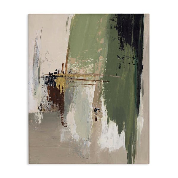 Green and Tan Brush Strokes by Patricia Pinto Unframed Graphic Art Print Abstract 40 in. x 30 in.