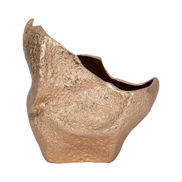 Liv & Skye 13 in. Gold Metal Urn Novelty Decorative Vase
