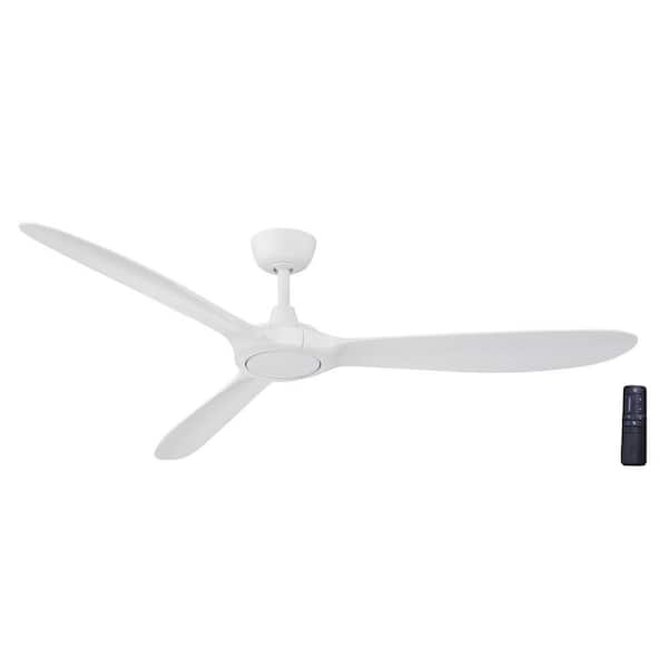 Tager 60 in. Smart Indoor/Outdoor Matte White Ceiling Fan without Light with Remote Powered by Hubspace