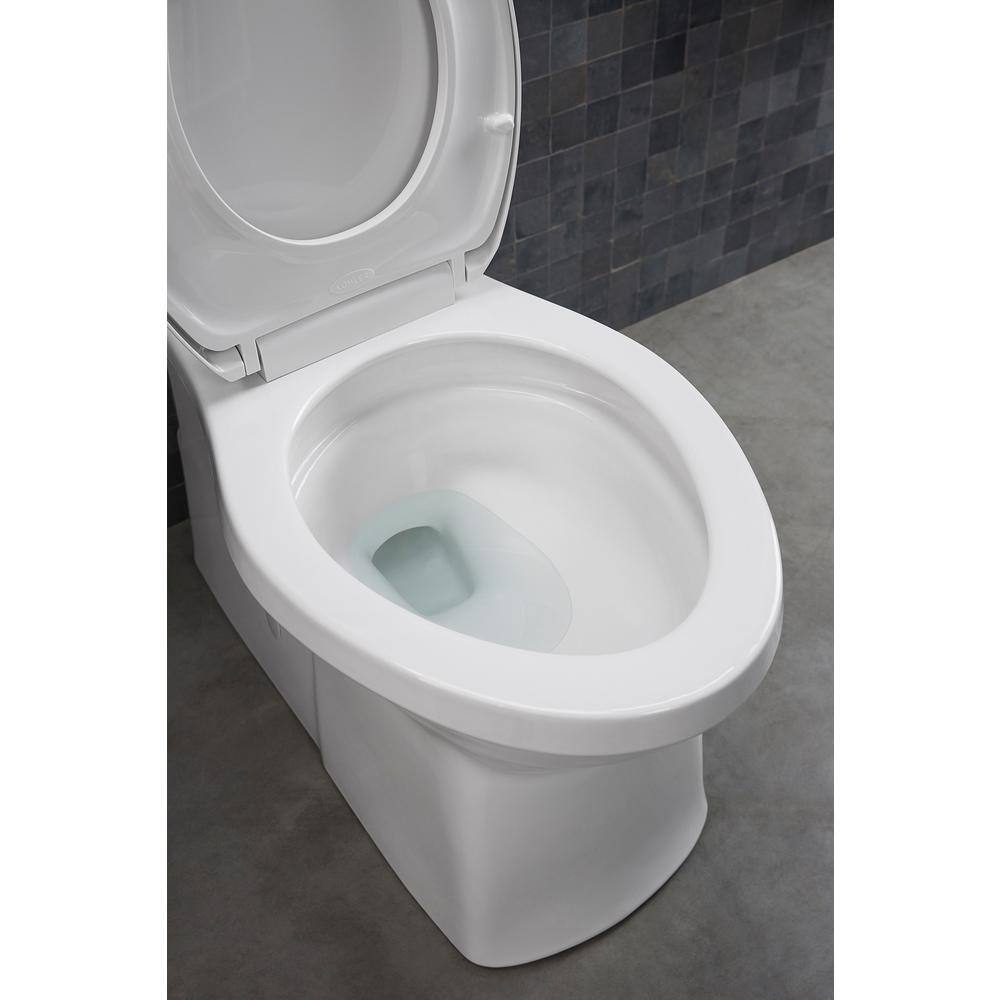 White High Efficiency Elongated Two-Piece Toilet with Skirted Trapway