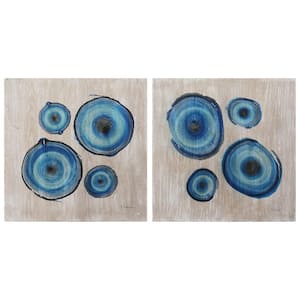 "Mineral Rings" X-Ray Photo Giclee Printed on Hand Finished Ash Wood Diptych Wooden Wall Art