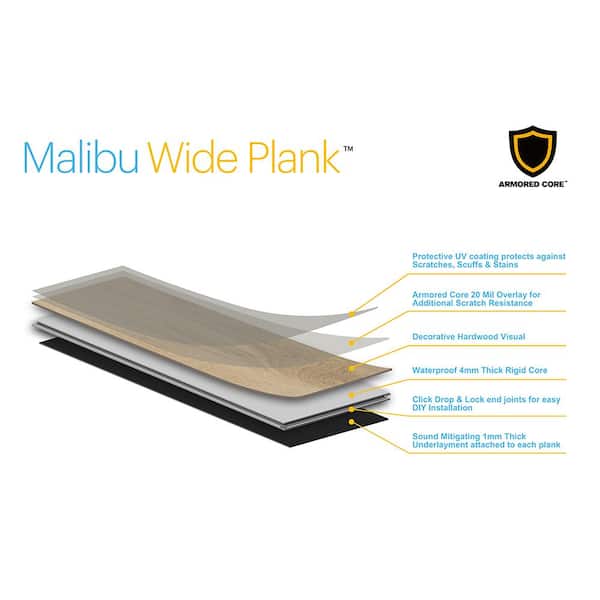 Malibu Wide Plank - French Oak Dorris 20 MIL 7.2 in. x 60 in. Click Lock Waterproof Luxury Vinyl Plank Flooring (23.9 sq. ft./case)