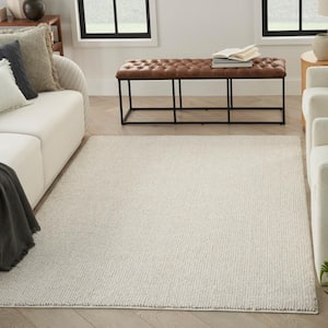 Natural Texture Ivory Beige 5 ft. x 7 ft. All-Over Design Contemporary Area Rug