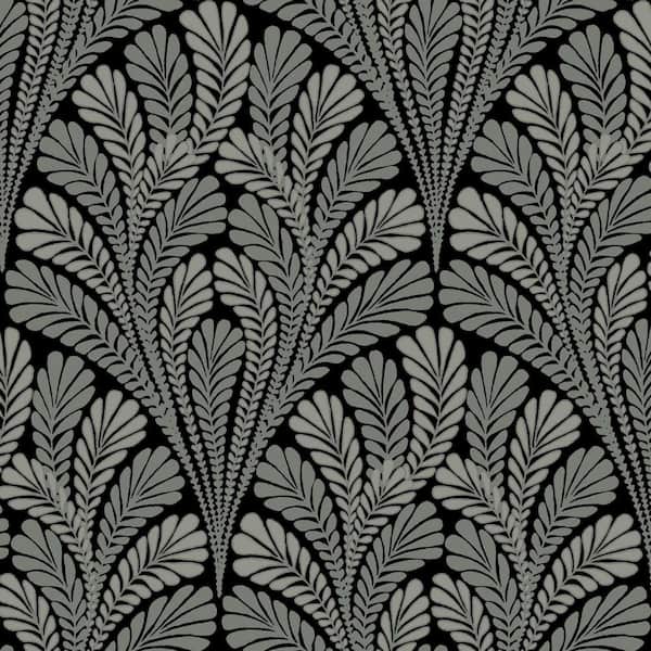 York Wallcoverings 56 sq ft. Black Shell Damask Pre-Pasted Wallpaper