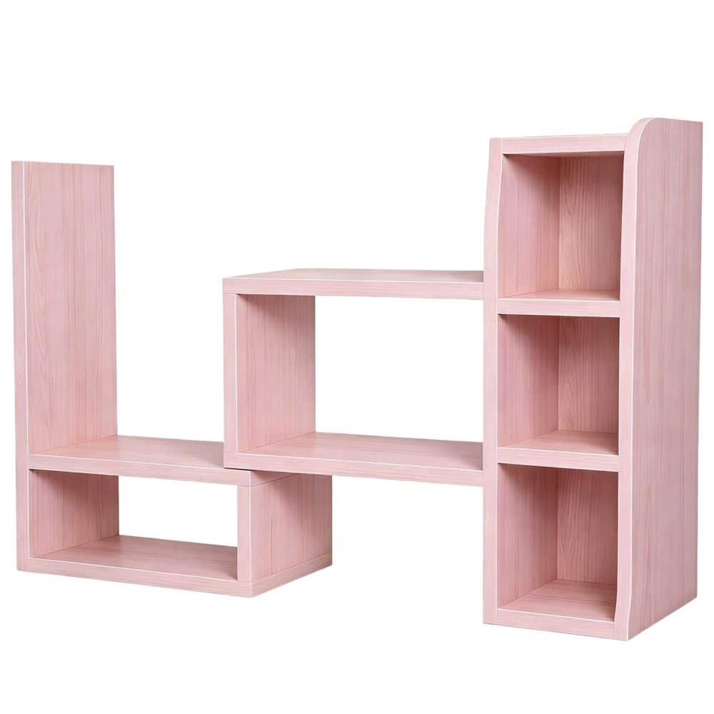 "Pink 16.3"" x 13.8"" Wooden Desktop Organizer Shelf - Suitable for desk organization and storing various accessories." price history on PriceWatchPro