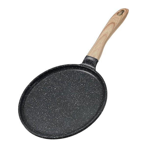 9.5 in. Granite Nonstick Griddle Pan Grey Aluminum with Bakelite Handle Induction Compatible for All Cooktops