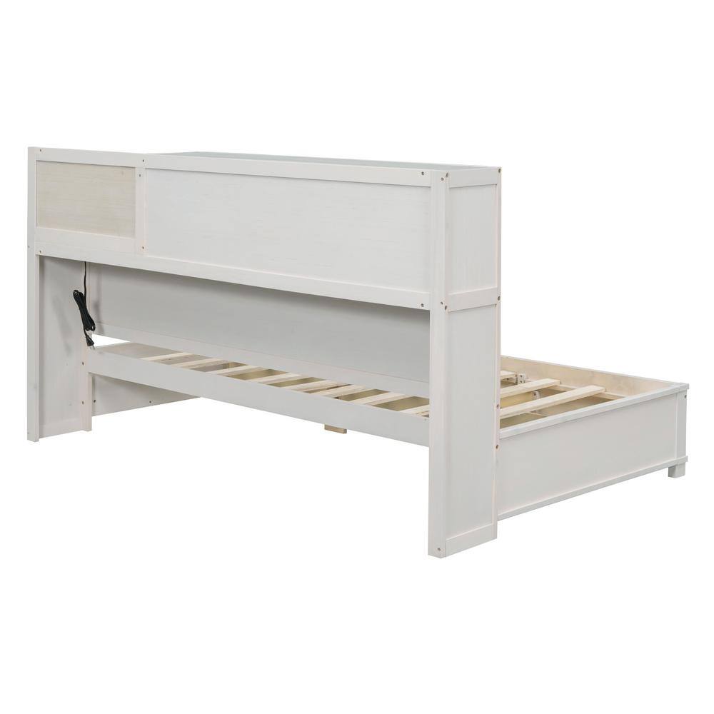 White Pine Wood Twin Daybed with Storage Drawers and Shelves