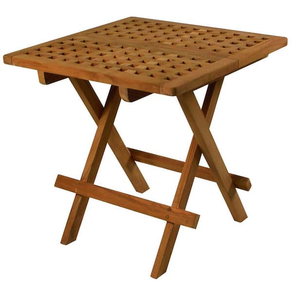 SEATEAK Square Teak Wood Outdoor Accent Table