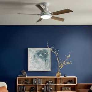 Guardian 56 in. Indoor White Downrod Mount Ceiling Fan with Integrated LED with Wall Control Included