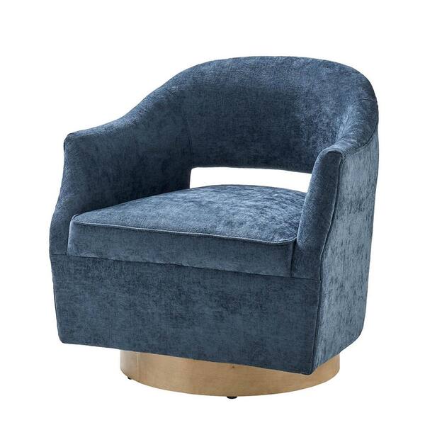 JAYDEN CREATION Felisa Navy Transition Upholstered 360-Degree Swivel Barrel Chair
