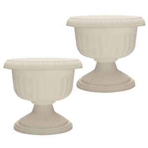 18 in. White Resin Dynamic Outdoor Grecian Urn Planter Pot (2-Pack)