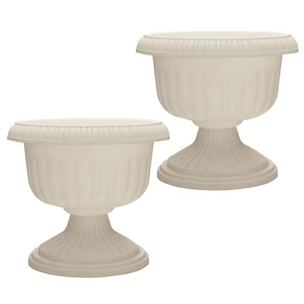 Southern Patio 18 in. White Resin Dynamic Outdoor Grecian Urn Planter Pot (2-Pack)