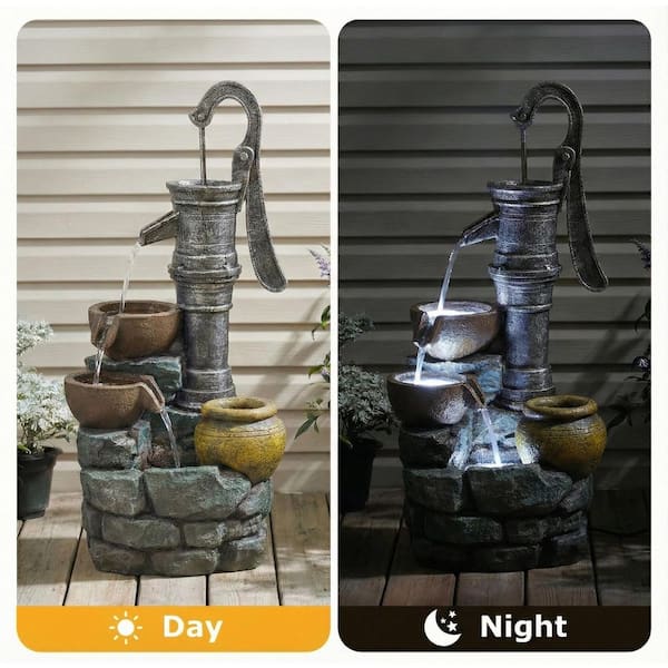 32.3 in. H Cascade Outdoor Fountain with Vintage Pump Ideal for
