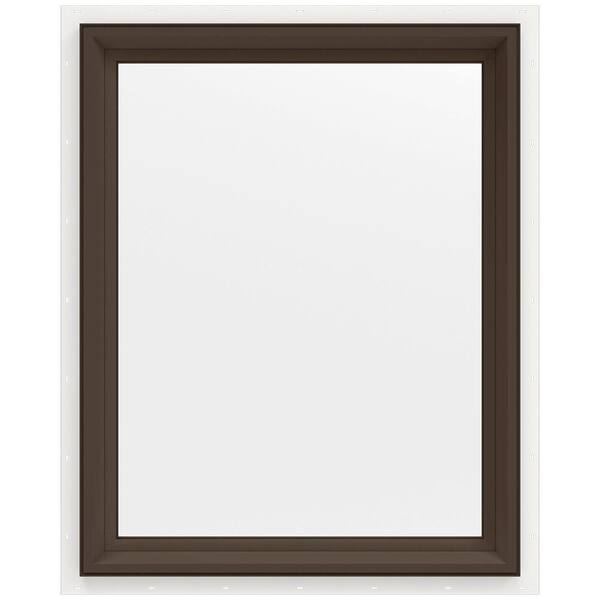 JELD-WEN 23.5 in. x 29.5 in. V-2500 Series Brown Painted Vinyl Picture Window w/ Low-E 366 Glass